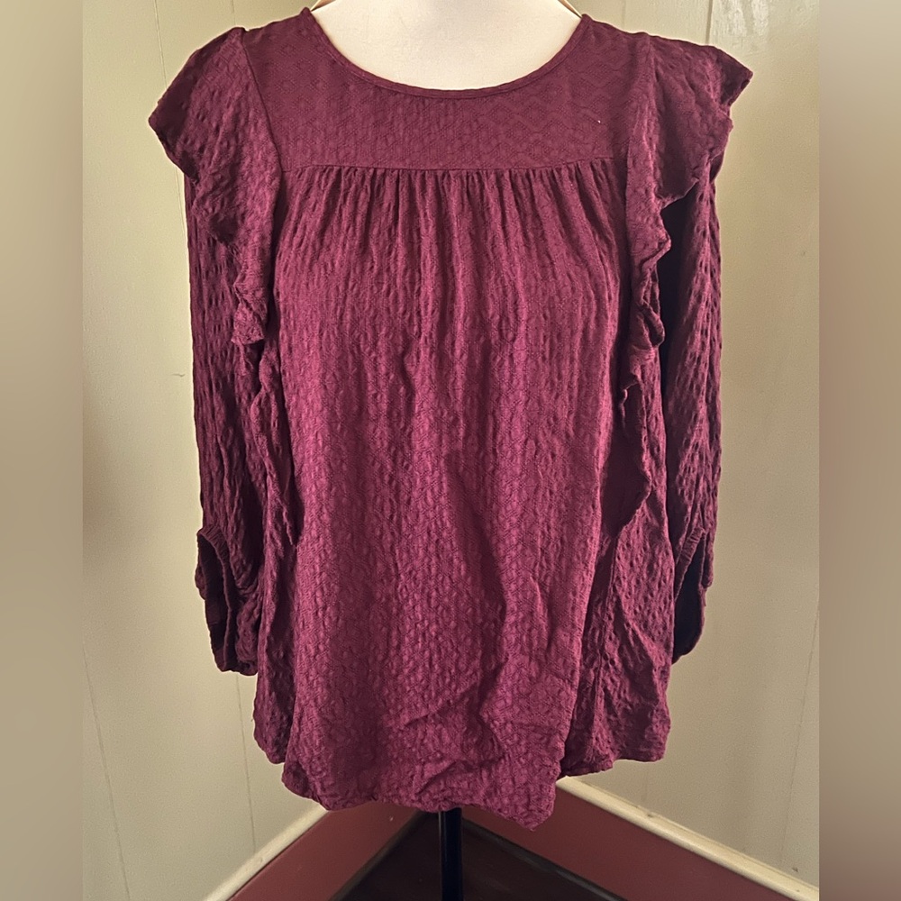 Universal Thread Cranberry Flutter Sleeve Blouse … - image 6